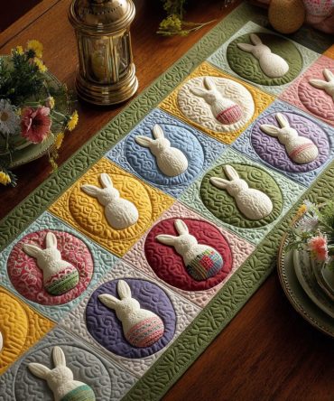 Sweet Spring Hoppers Quilted Table Runner