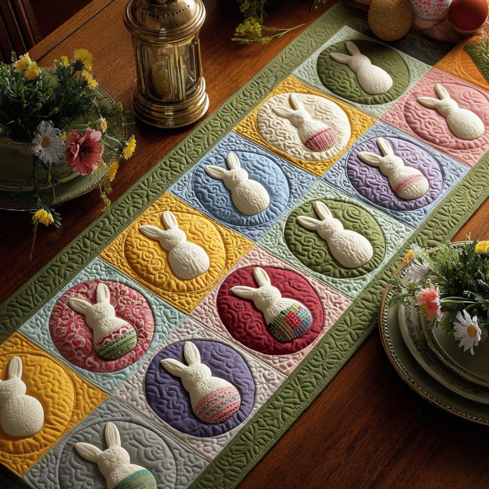 Sweet Spring Hoppers Quilted Table Runner