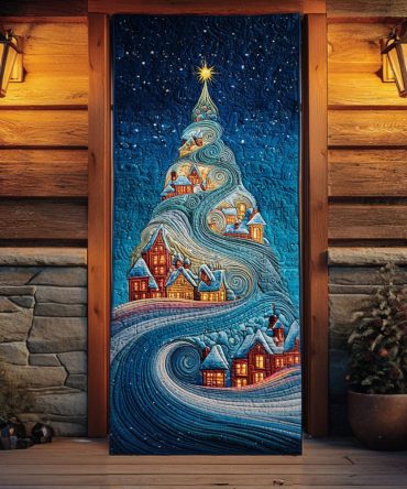 Swirl Village Tree Quilted Door Cover