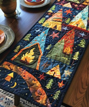 Tent And Trails Quilted Table Runner