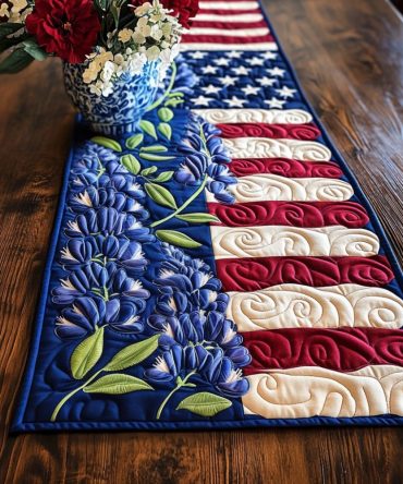 Texas Bluebonnet Quilted Table Runner