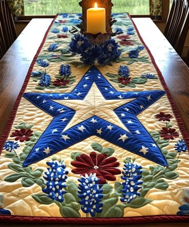 Texas Heart Quilted Table Runner