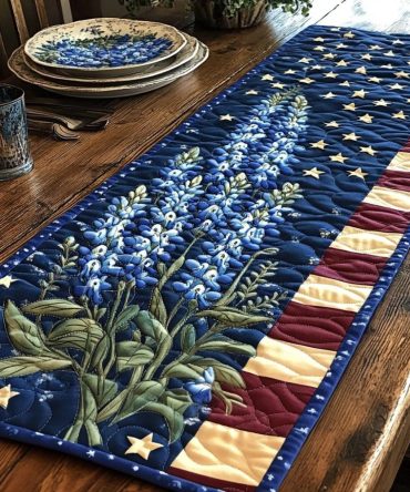 Texas Wild Bluebonnets Quilted Table Runner