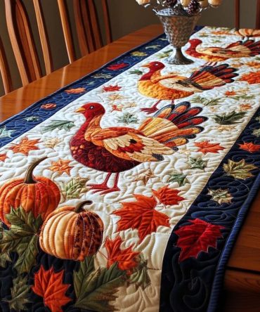 Thanksgiving Turkeys Quilted Table Runner