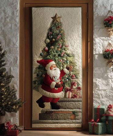 The Christmas Climber Quilted Door Cover