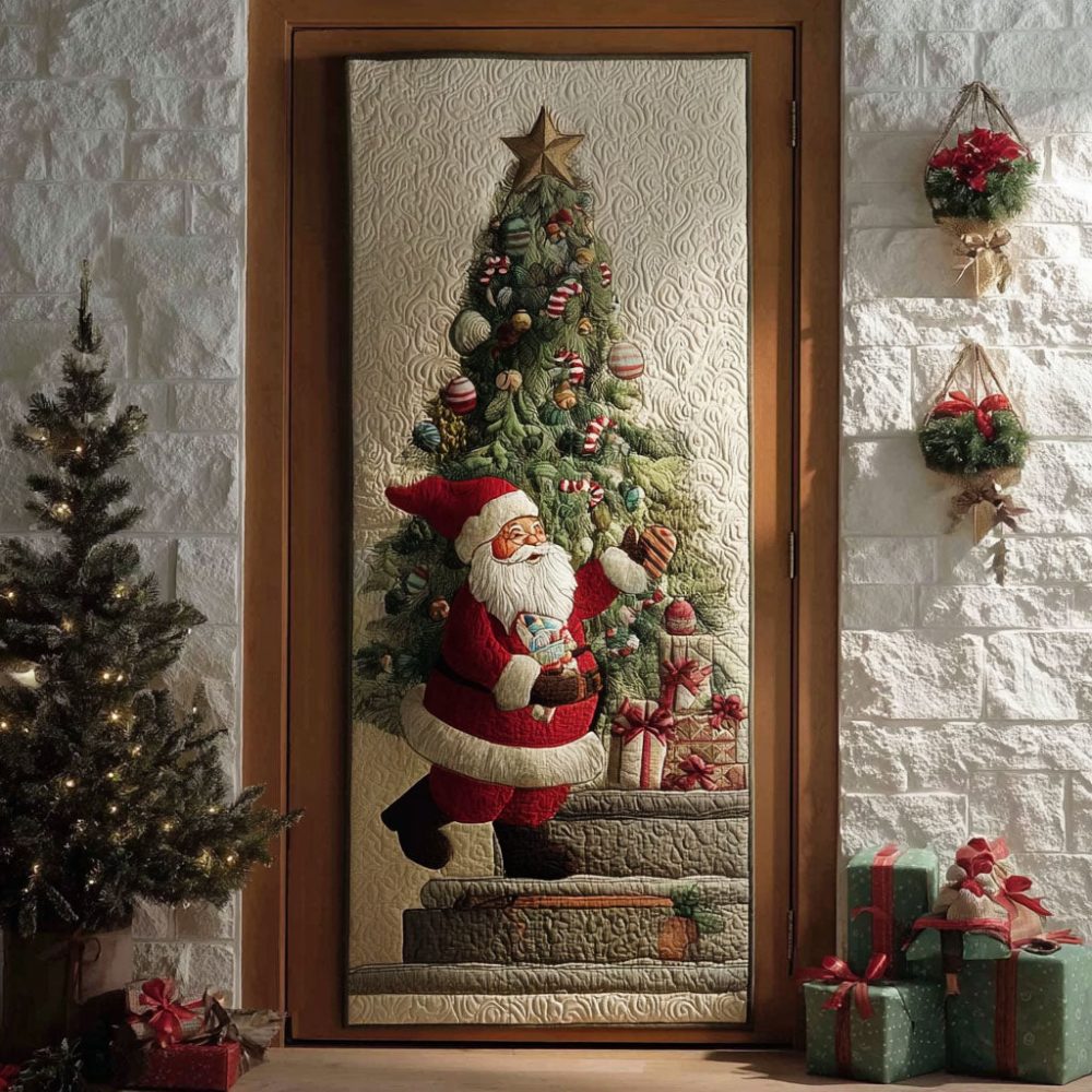 The Christmas Climber Quilted Door Cover