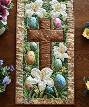 The Cross And The Lily Quilted Table Runner