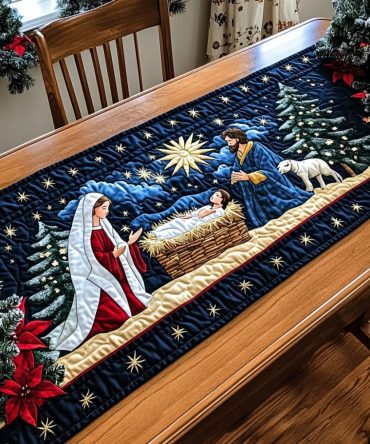 The Miracle Of Bethlehem Quilted Table Runner