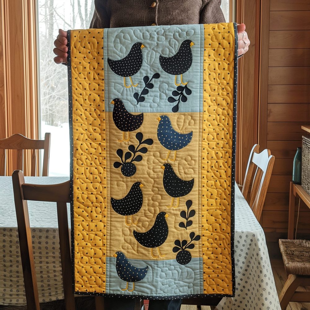 Timeless Hen Quilted Table Runner