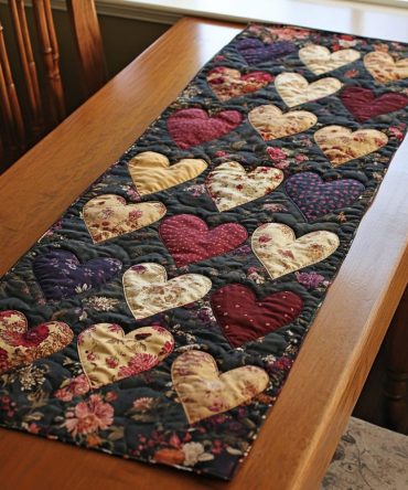 Timeless Hearts Quilted Table Runner