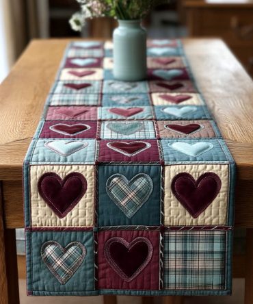 Timeless Hearts Quilted Table Runner