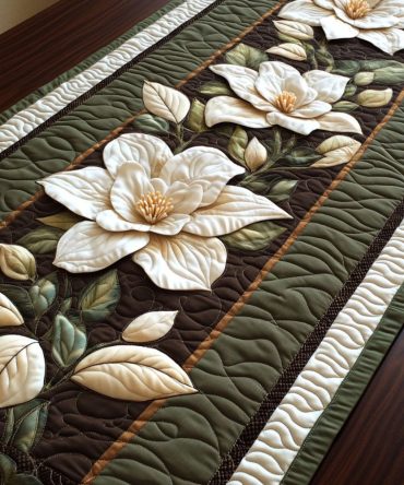 Timeless Magnolia Quilted Table Runner