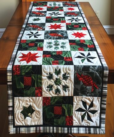 Tinsel And Holly Days Quilted Table Runner