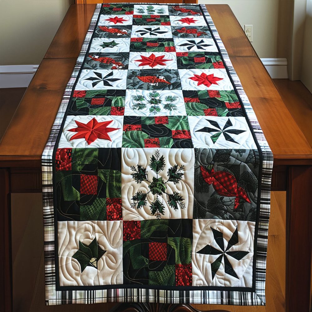 Tinsel And Holly Days Quilted Table Runner