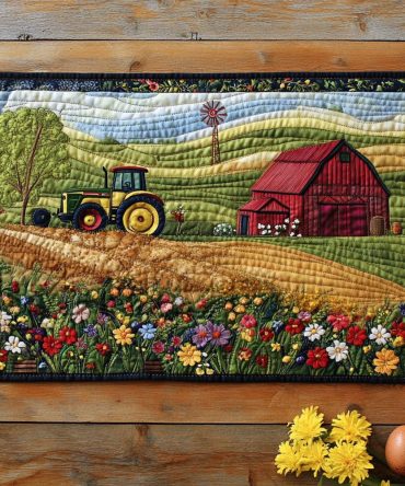 Tractor Tracks Quilted Table Runner