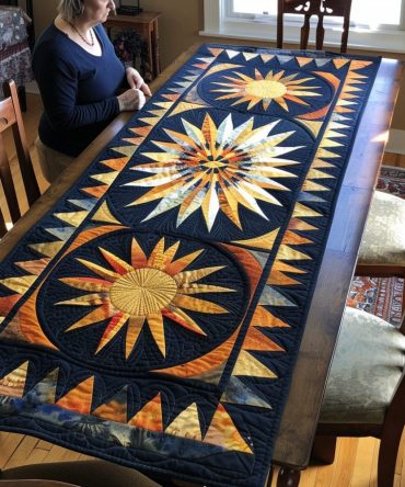 Tribal Cosmos Quilted Table Runner