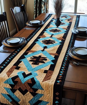 Tribal Geometrics Quilted Table Runner