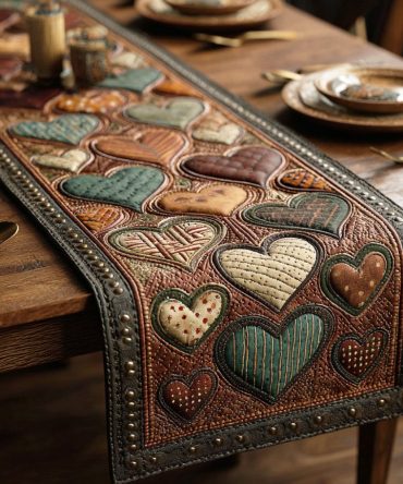 Tribal Hearts Quilted Table Runner