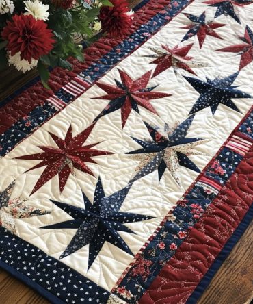 Tribute To The Stars Quilted Table Runner