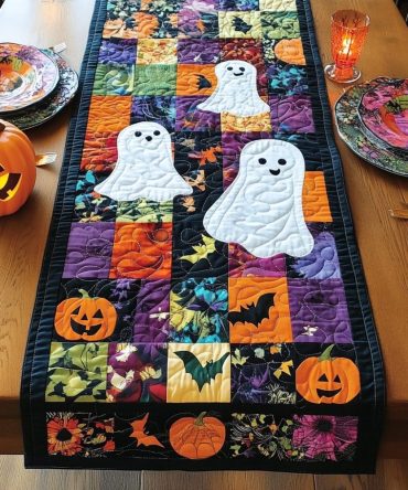 Trick Or Treat Halloween Quilted Table Runner