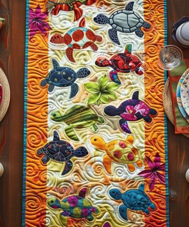 Tropical Turtle Dream Quilted Table Runner