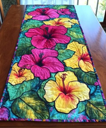 Tropical Bloom Quilted Table Runner