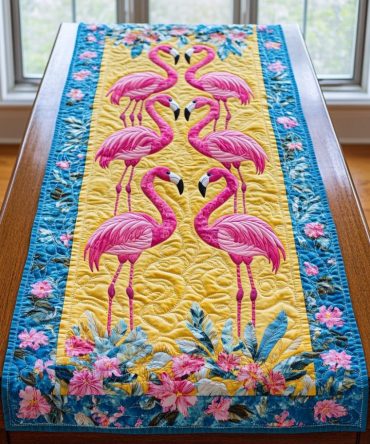 Tropical Flamingo Quilted Table Runner