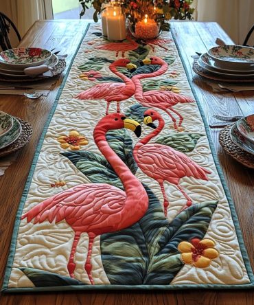 Tropical Flamingo Quilted Table Runner