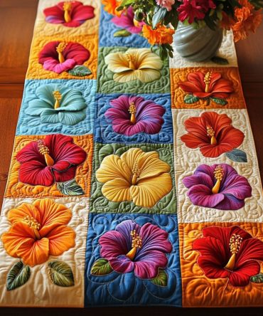 Tropical Patchwork Quilted Table Runner