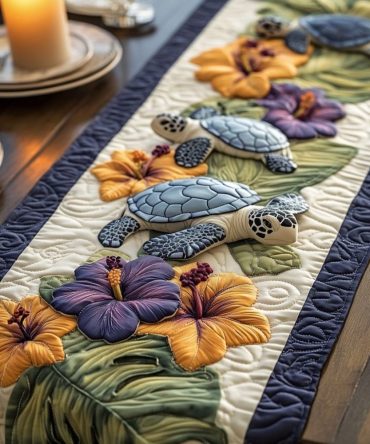 Tropical Shell Quilted Table Runner