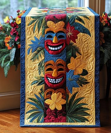 Tropical Totems Quilted Table Runner