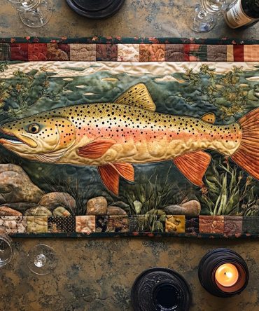 Trout Charm Quilted Table Runner