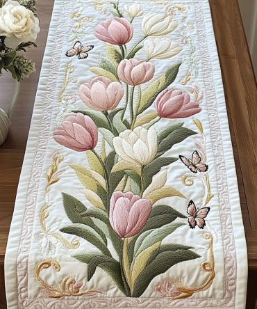 Tulip Bouquet Charm Quilted Table Runner