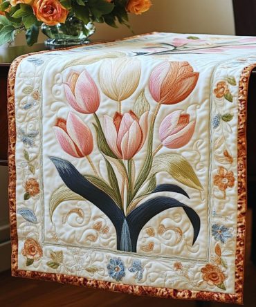Tulip Delight Quilted Table Runner