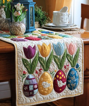 Tulip Egg Parade Quilted Table Runner