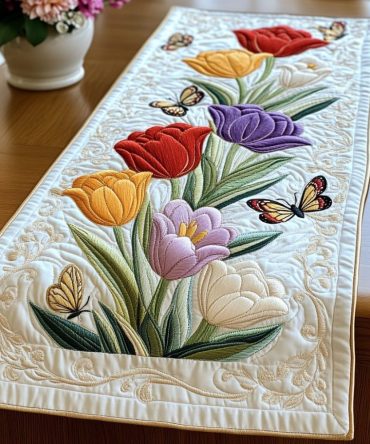 Tulip Fields Forever Quilted Table Runner