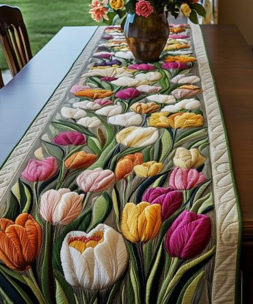 Tulip Garden Quilted Table Runner