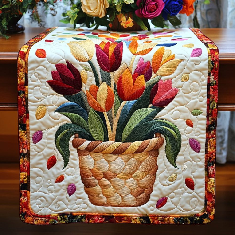 Tulip Joy Quilted Table Runner