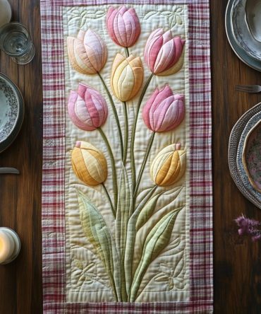 Tulip Meadow Bliss Quilted Table Runner