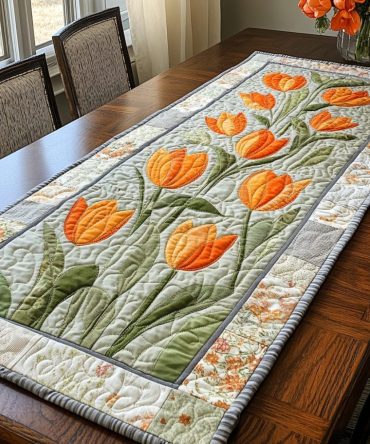 Tulip Meadow Quilted Table Runner