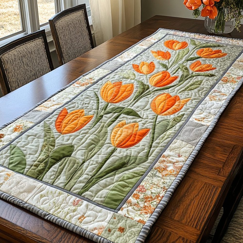 Tulip Meadow Quilted Table Runner