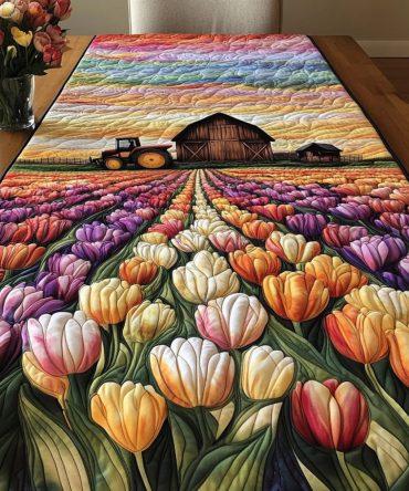 Tulip Sunrise Glow Quilted Table Runner