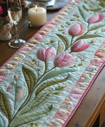 Tulip Whisper Quilted Table Runner