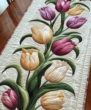Tulip Whispers Quilted Table Runner