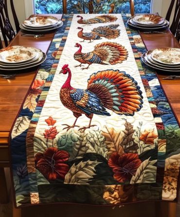 Turkey Autumn Glory Quilted Table Runner