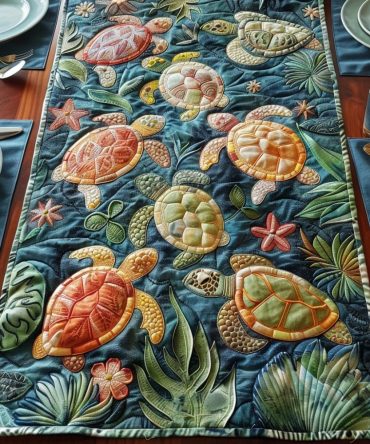 Turtle Sanctuary Quilted Table Runner