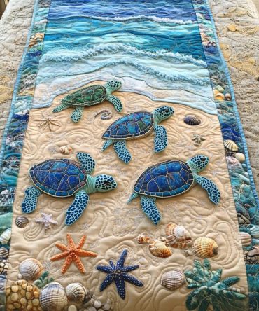 Turtle Bliss Quilted Table Runner