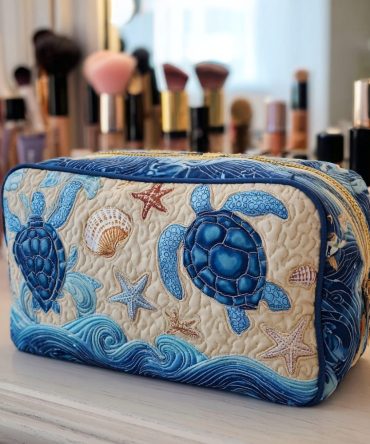 Turtle Dreams Quilted Makeup Bag