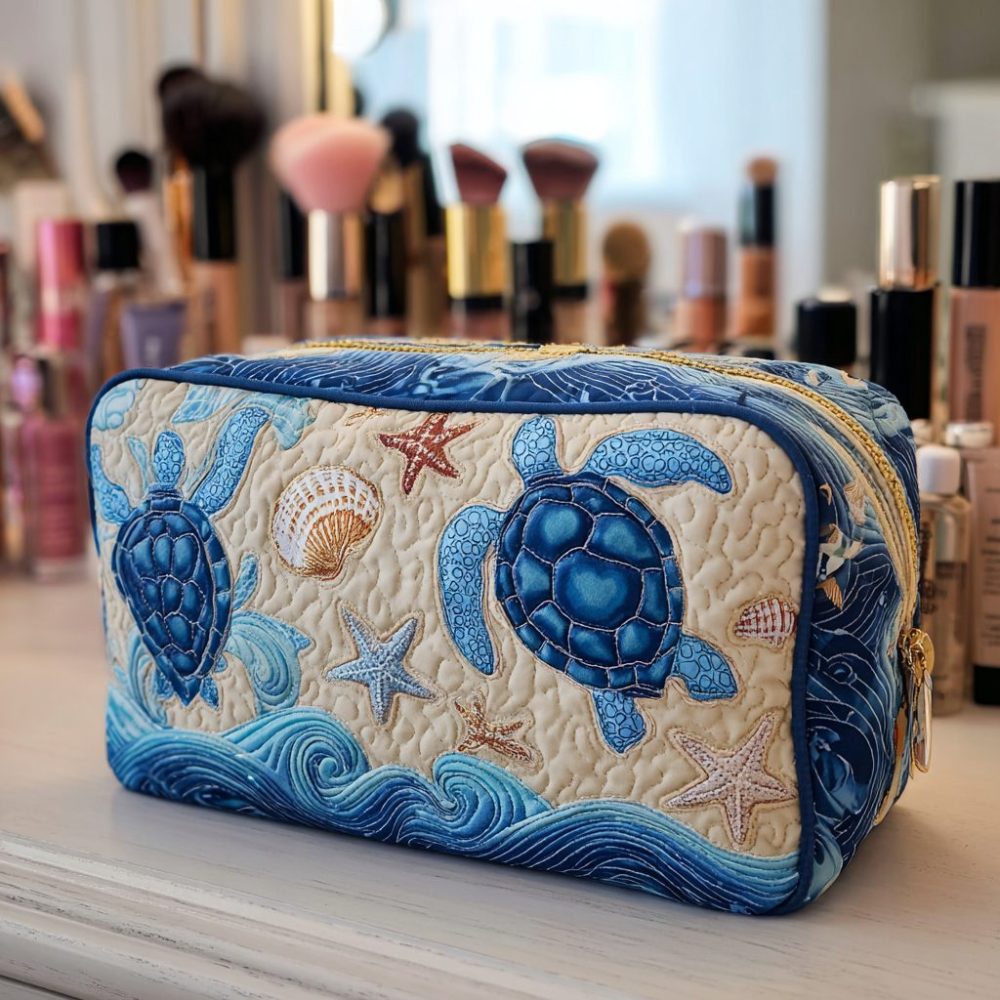 Turtle Dreams Quilted Makeup Bag