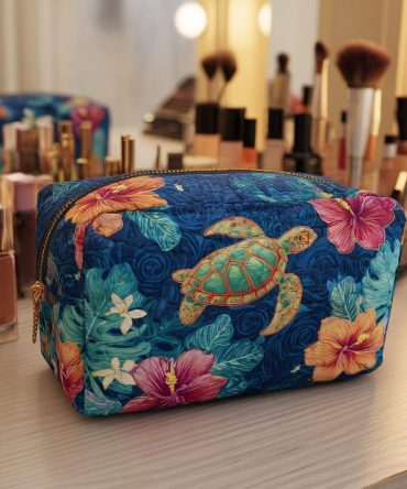 Turtle Haven Quilted Makeup Bag